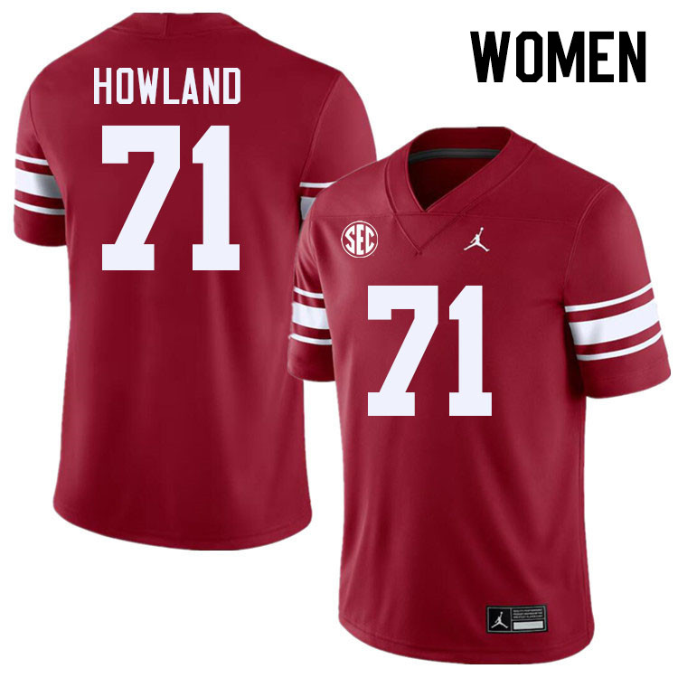Women #71 Logan Howland Oklahoma Sooners 2024 SEC Conference College Football Jerseys-Throwback